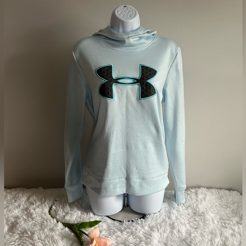 Under armour baby blue embroidered hoodie - size medium